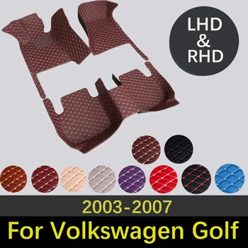 Pasūtījuma Ādas Automašīnas Grīdas Paklāji Volkswagen, VW Golf 5 MK5 A5 2003~2007 Interjera Aksesuāri, Paklāji Auto Stils Paklājs