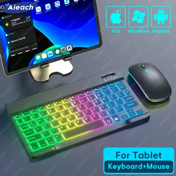 Portatīvo Ultra-Slim Tablete Uzlādējamā Tastatūra ar Aizmugurgaismojumu Bezvadu Bluetooth Keyboard For iPad Visām iOS Android Windows Tablet