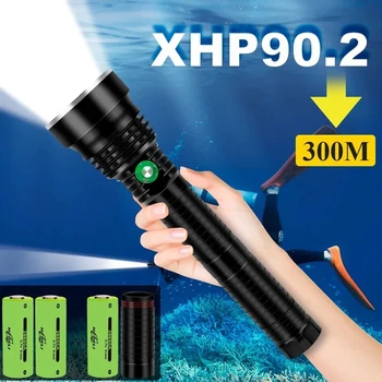 Profesionālās XHP90/70 Niršanas Lukturīti Ūdensizturīgs IPX8 LED Lampa Baltā/Dzeltenā Gaismas Lāpu 18650 Akumulatoru Super Spilgti Drošas Konstrukcijas