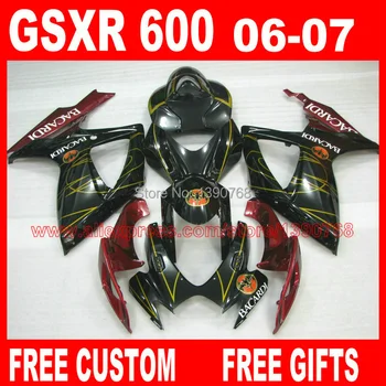 Pārsegi par SUZUKI GSXR 600 750 2006 2007 black red BACARDI aptecētājs K6 gsxr600 HK30N 06 07 GSX R750 virsbūves komplektu