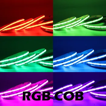 RGB COB LED Lentes Lampas 12V 24V 810 840 Led/M 10MM PCB FOB Elastīgu Lenti Gaismas Augsta Blīvuma RA90 Lineāro Aptumšojami Virves 5M/Roll