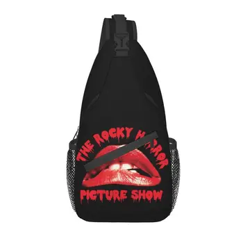 Rocky Horror Picture Show Linga Krūtīm Spilvenu Pielāgota Sexy Sarkanu Lūpu Plecu Crossbody Mugursoma Vīriešiem Ceļot Pārgājienu Mugursomas