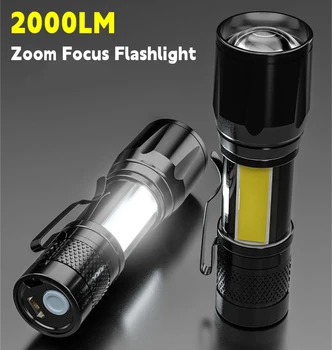 Tālummaiņa Fokusa Lukturīti, Uzlādējams LED Lukturītis Zoom Lāpu Āra Kempinga Lampas, LED Laternu Ūdensizturīgs Taktiskais Lukturītis