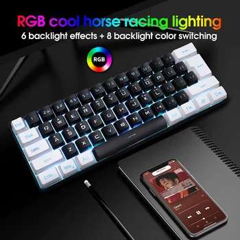Vadu 61 taustiņu Spēļu Esports Mini RGB Illuminated Keyboard Mehāniskās Justies Uzņēmuma Birojā Pārnēsājama Un Kompakta