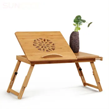 Vienkārši slinks galda regulējami gultas piezīmju datoru galda radošo locīšanas bambusa mazo galda