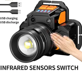Z20 Indukcijas LED Lukturu Uzlādējams Lukturu Flash Galvas Gaismas Super Spilgti lāpu gaismā Ūdensizturīgs Medību Tūrisma Lukturu