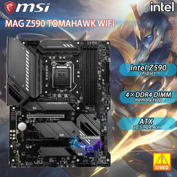 Z590 Mātesplati MSI MAG Z590 TOMAHAWK WIFI Atbalsta 10 11 Gen Intel Core Ligzda LGA1200 DDR4 128GB PCIe X16 2.0 HDMI b M. 2