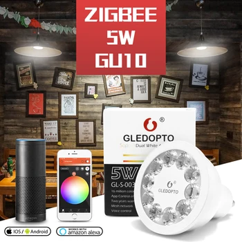 ZIGBEE Smart Home LED GU10 Spuldze RGB+PKT Krāsu Mainīt Spuldzes 5W LED Prožektors AC100-240V Dual Baltā Gaisma, Darbs ar Alexa Echo Plus